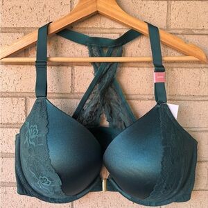 NWT Cacique Boost Plunge Lace Teal Push Up Bra Size 40DDD